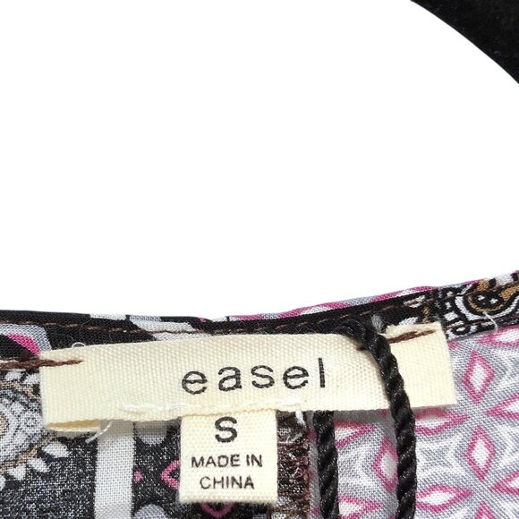 NWT Easel Multicolor Boho Patchwork Long-Sleeve Ruffle Tiered Dress S - Picture 3 of 6